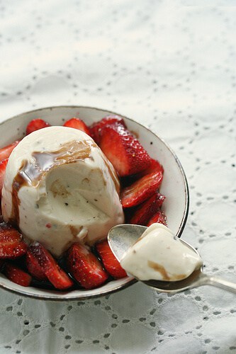 Black Pepper Panna Cotta with Strawberries and Balsamic