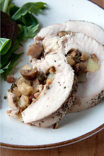 Turkey Breast with Apple-Chestnut-Sage Stuffing