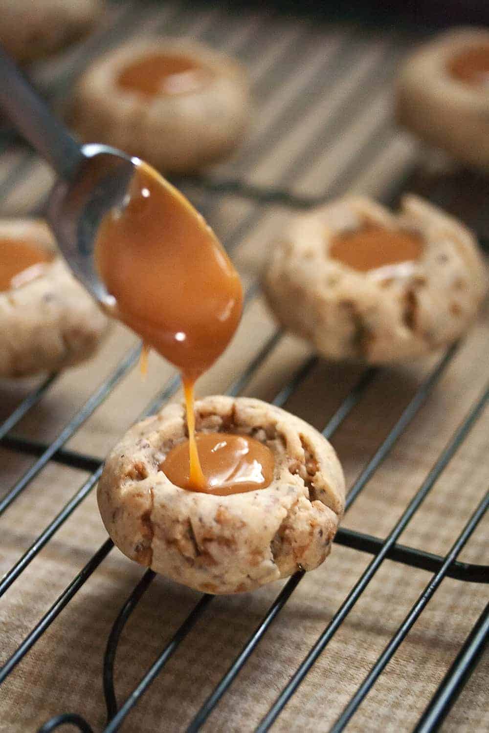 Coffee-Toffee Thumbprint Cookies