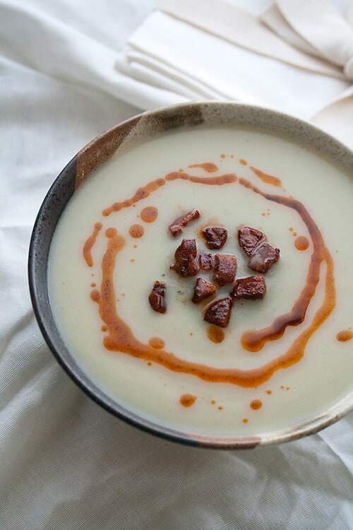 Jerusalem Artichoke Soup with Crispy Chorizo