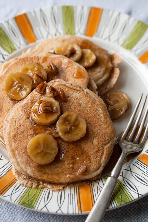 Multigrain Bananas Foster Pancakes