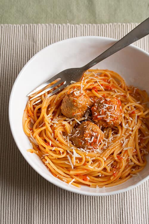 Spaghetti with Chicken Meatballs