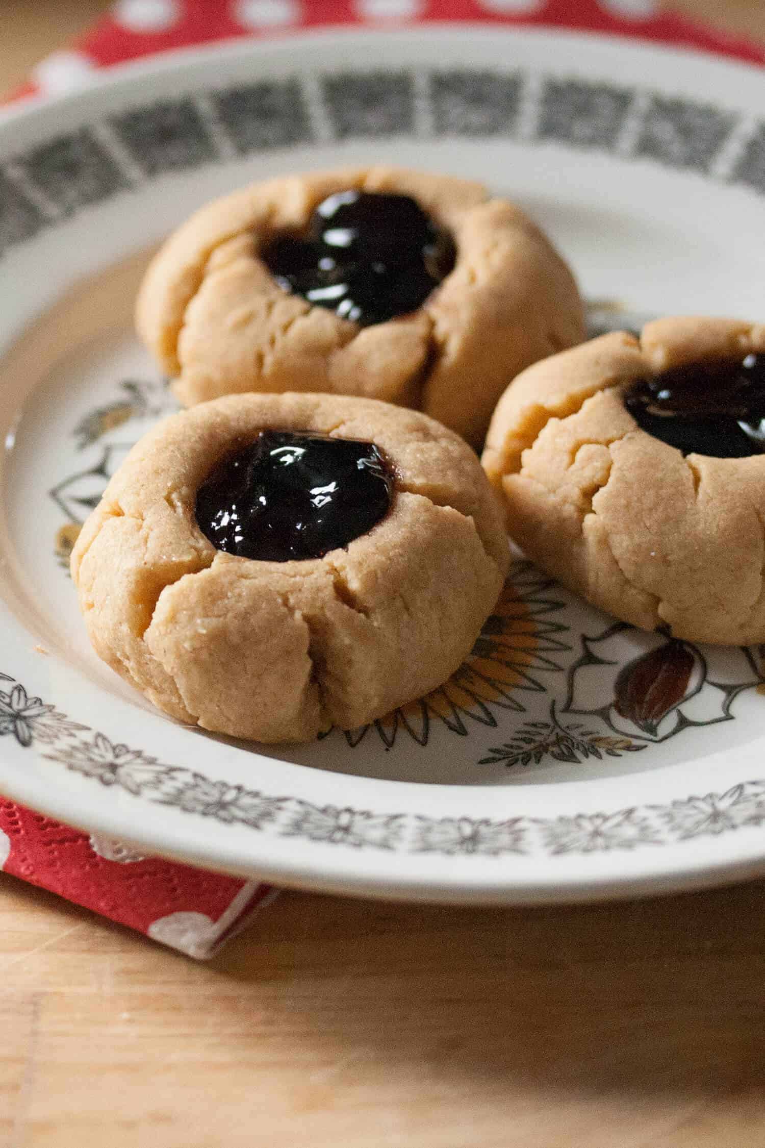 Peanut Butter and Jelly Thumbprint Cookies