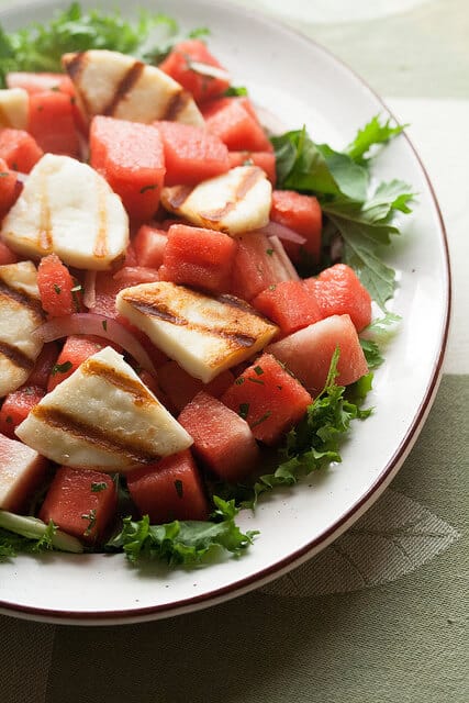 Watermelon Salad with Grilled Halloumi