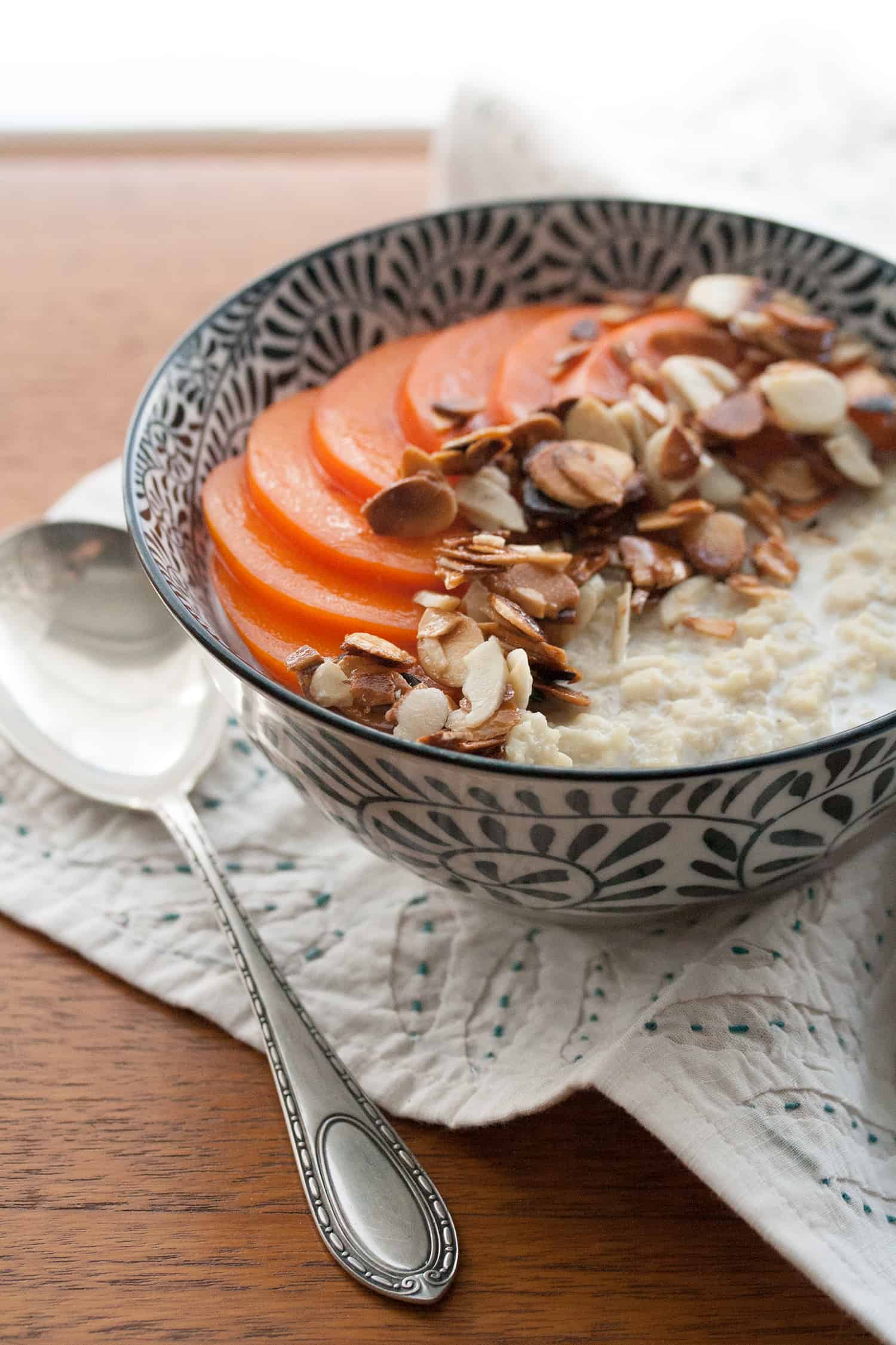 Millet Porridge with Toasted Almonds and Persimmons