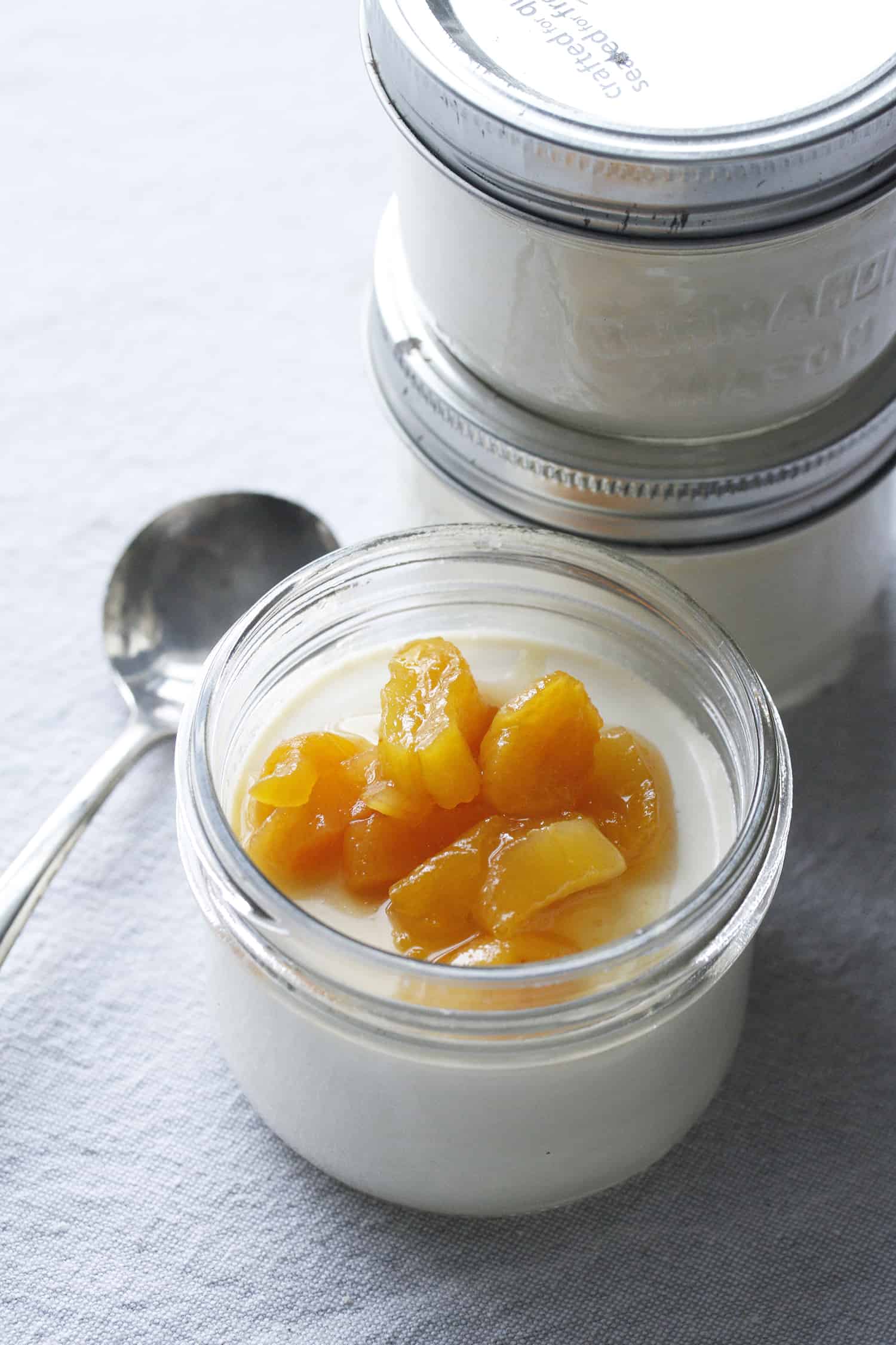 Ginger Panna Cotta with Apricot Compote