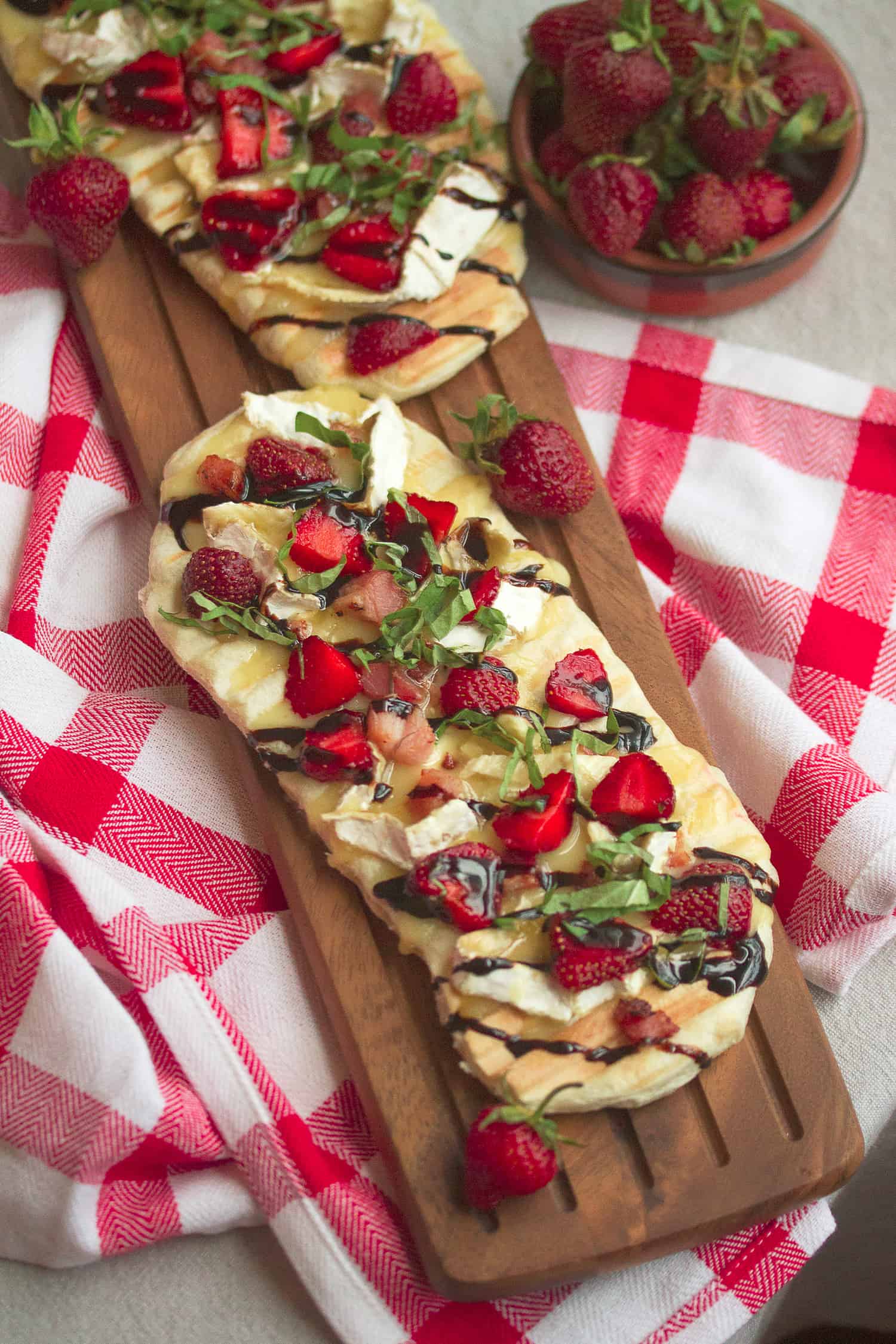 Grilled Strawberry and Camembert Flatbreads