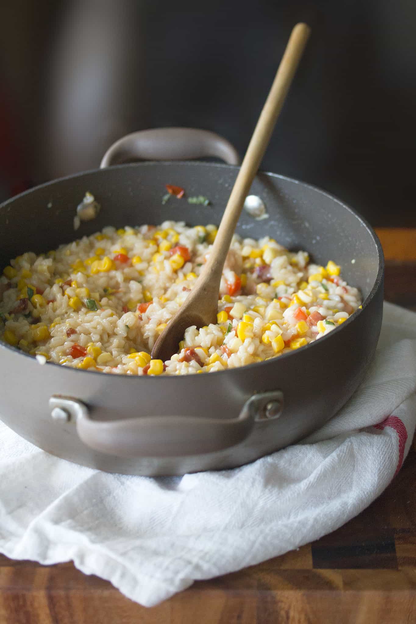 Corn, Red Pepper and Bacon Risotto