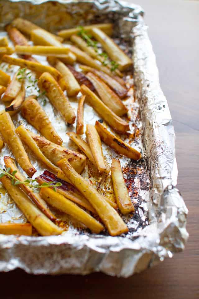 Cider-Roasted Parsnips in a Sheet Pan