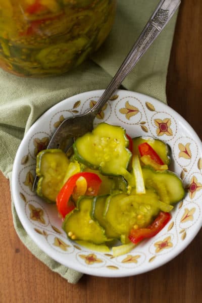 Dish of Bread and Butter Pickles