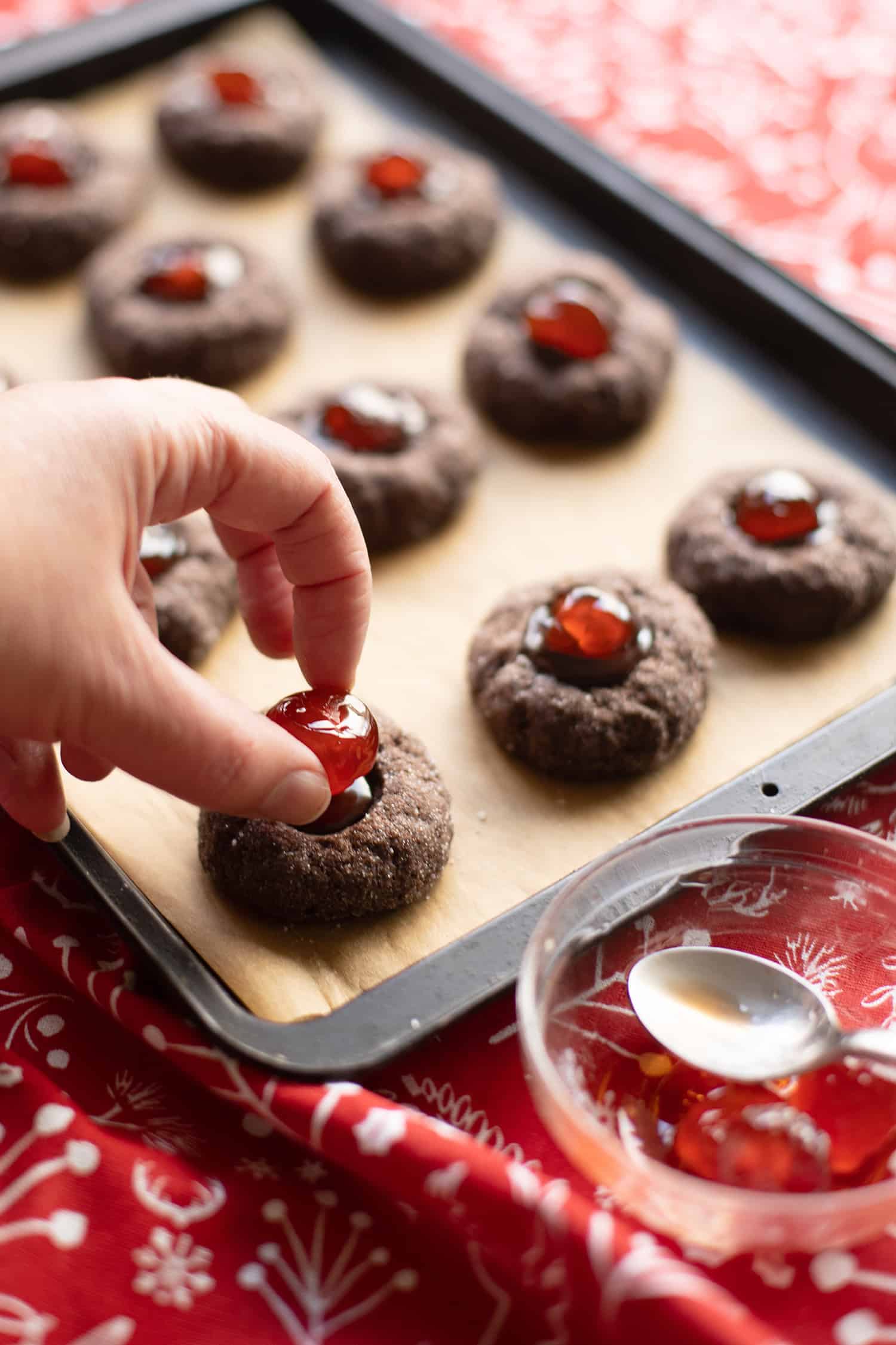 Chocolate Cherry Thumbprints