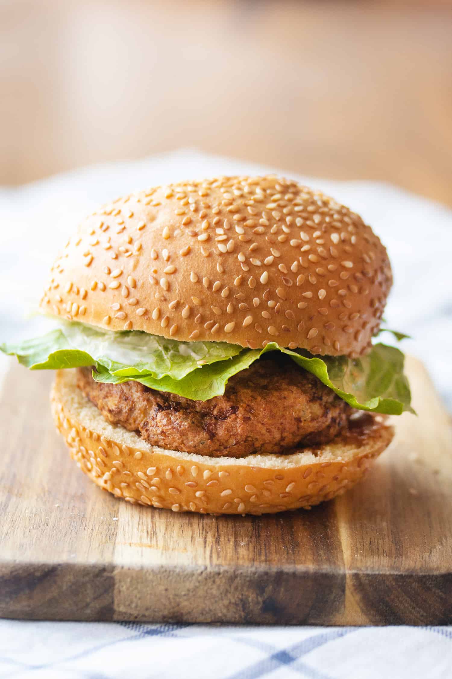 Air Fryer Turkey Burgers - Garnished Plate